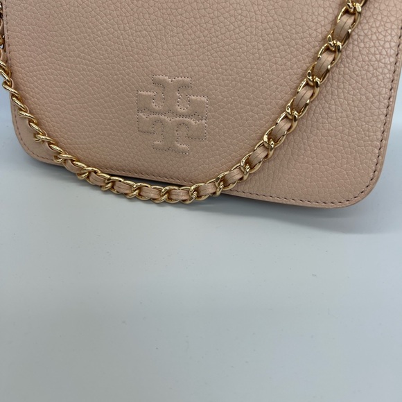 Tory Burch Pebbled Leather Chain Shoulder Bag in Blush - Picture 3 of 9